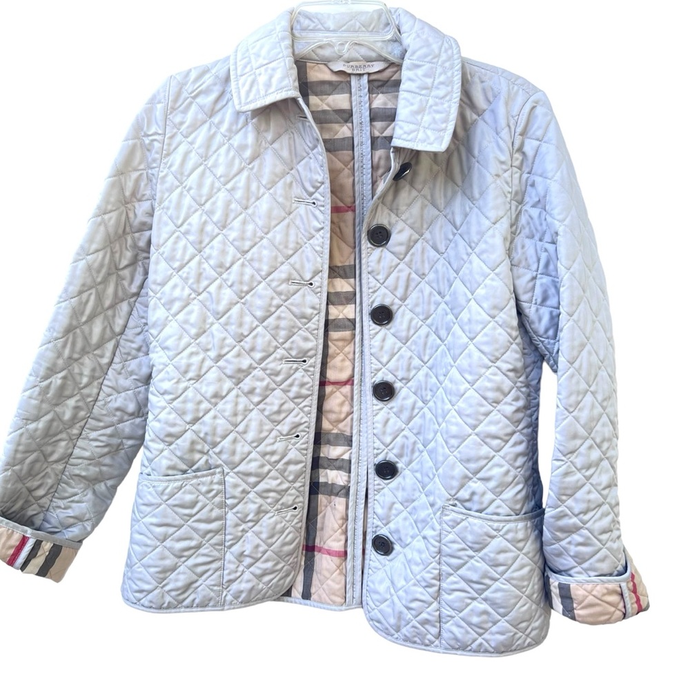 Burberry Brit quilted jacket small S 4 tan plaid lined